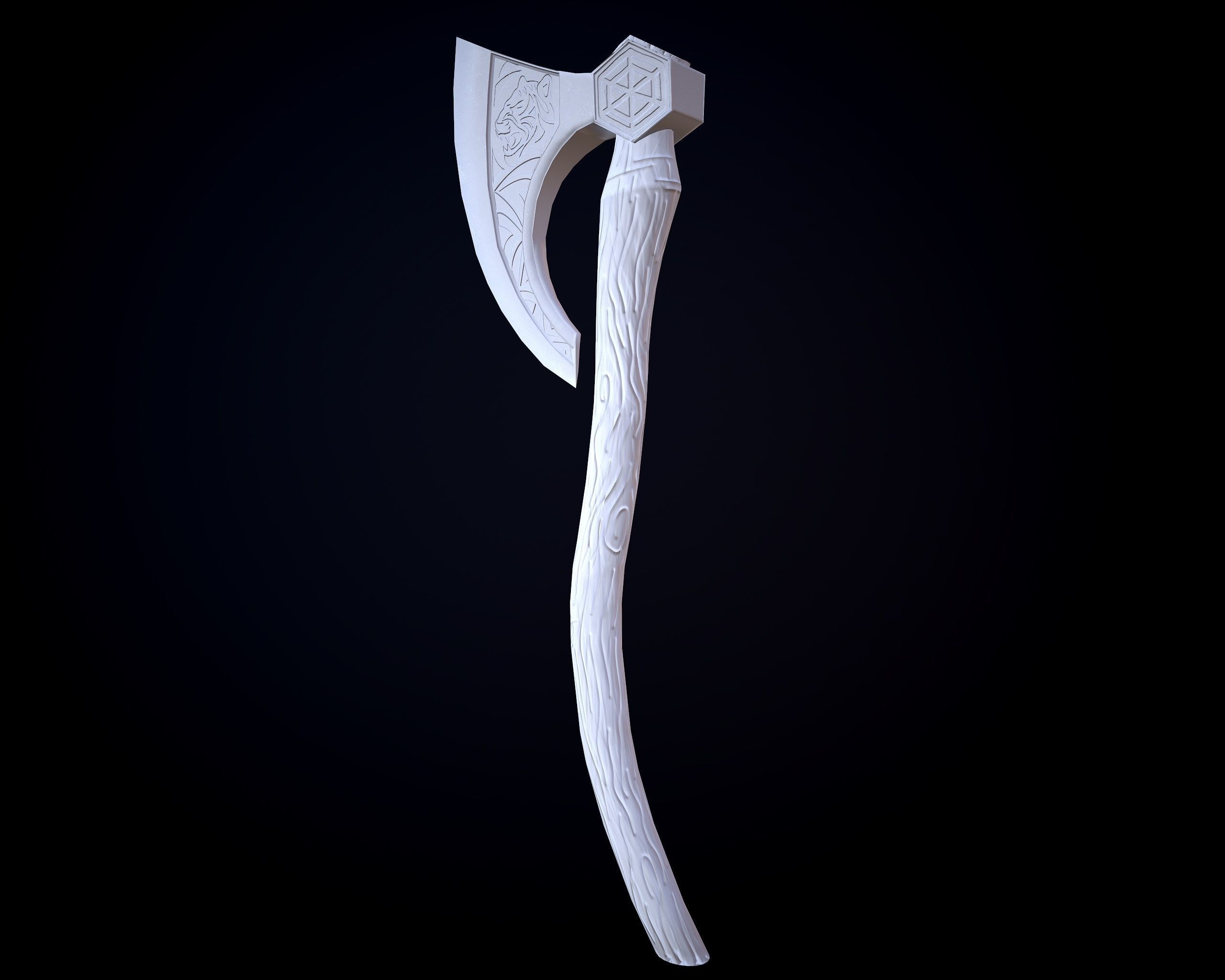 Wooden Axe Low-poly Low-poly 3D model_10