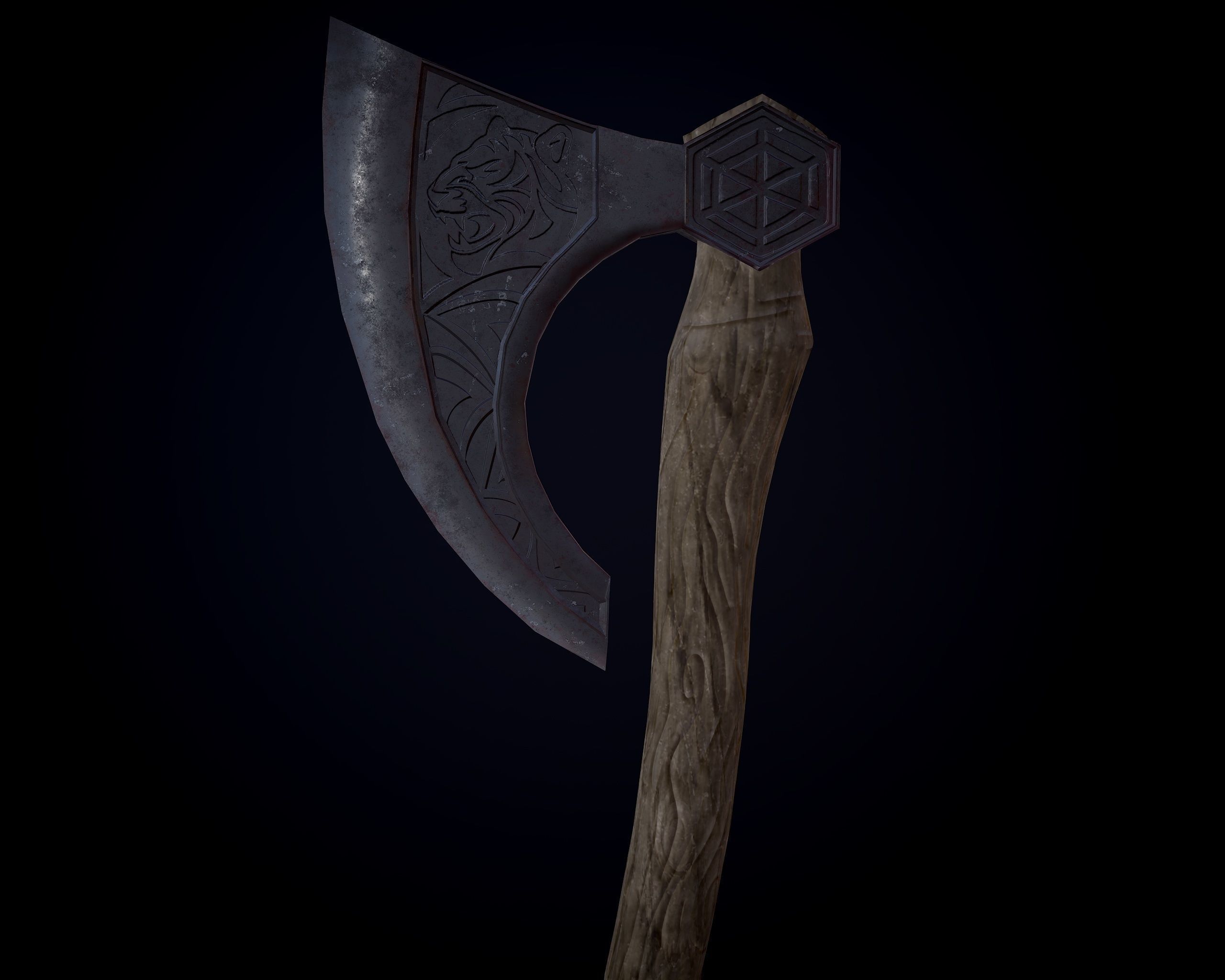 Wooden Axe Low-poly Low-poly 3D model_3