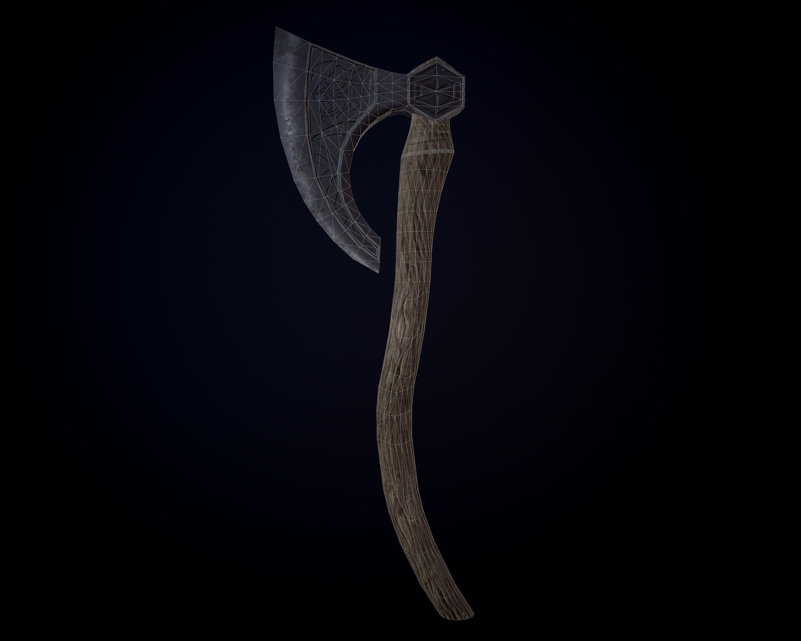 Wooden Axe Low-poly Low-poly 3D model_7