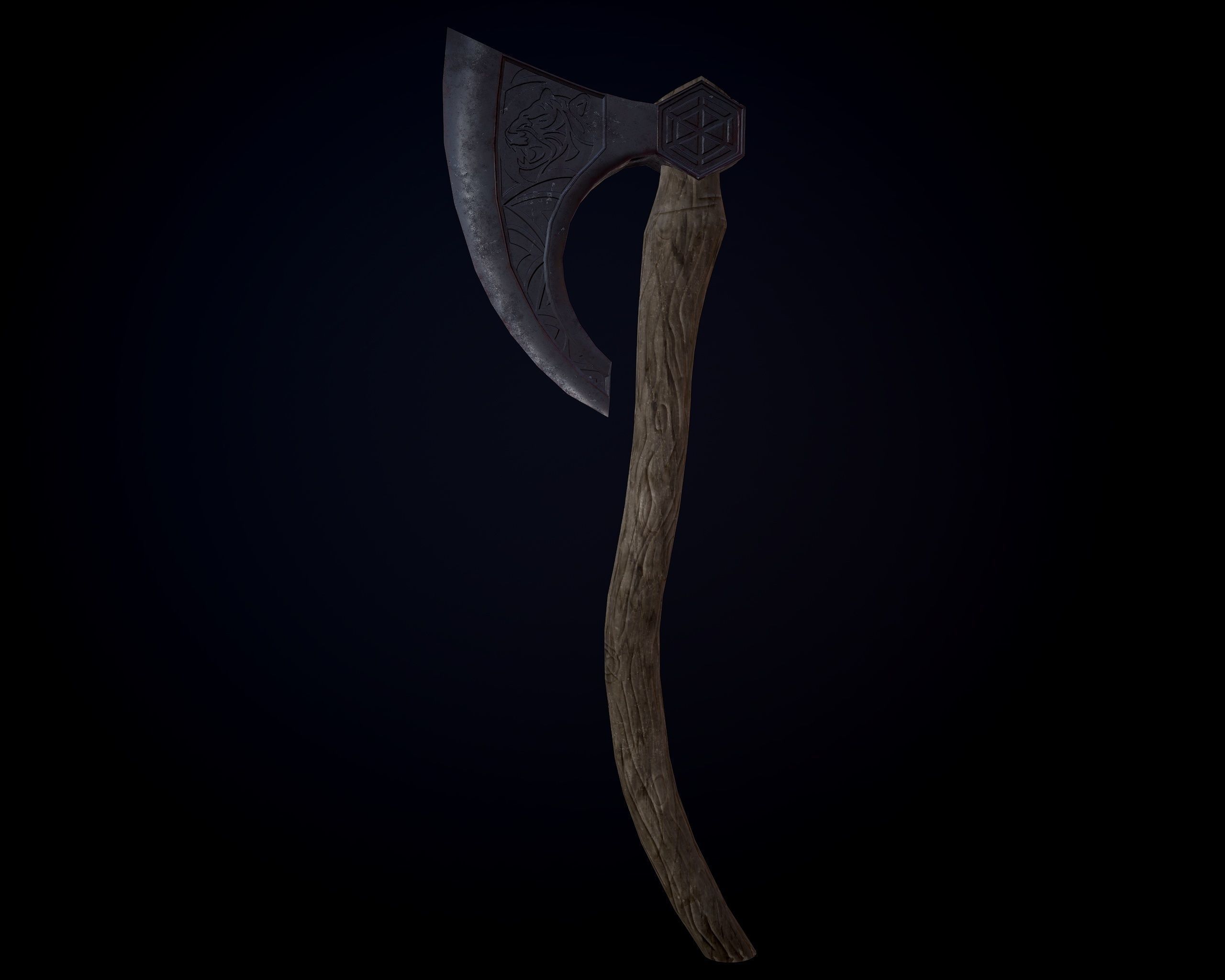 Wooden Axe Low-poly Low-poly 3D model_5