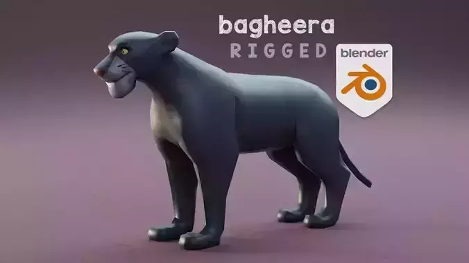 The Jungle book - bagheera rigged Low-poly 3D model
