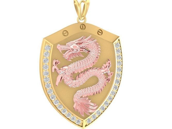 luxury diamond asian dragon pendant 2926 3D print model