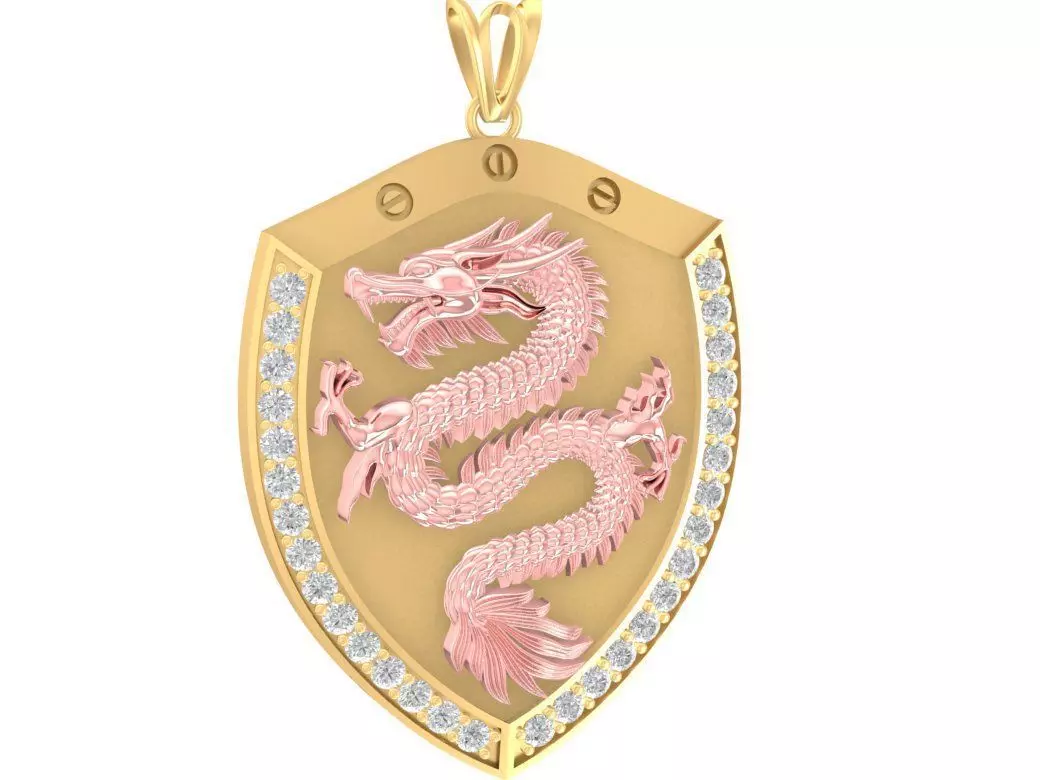 Luxury Dragon Shield Pendant 3D Model 2926 3D print model