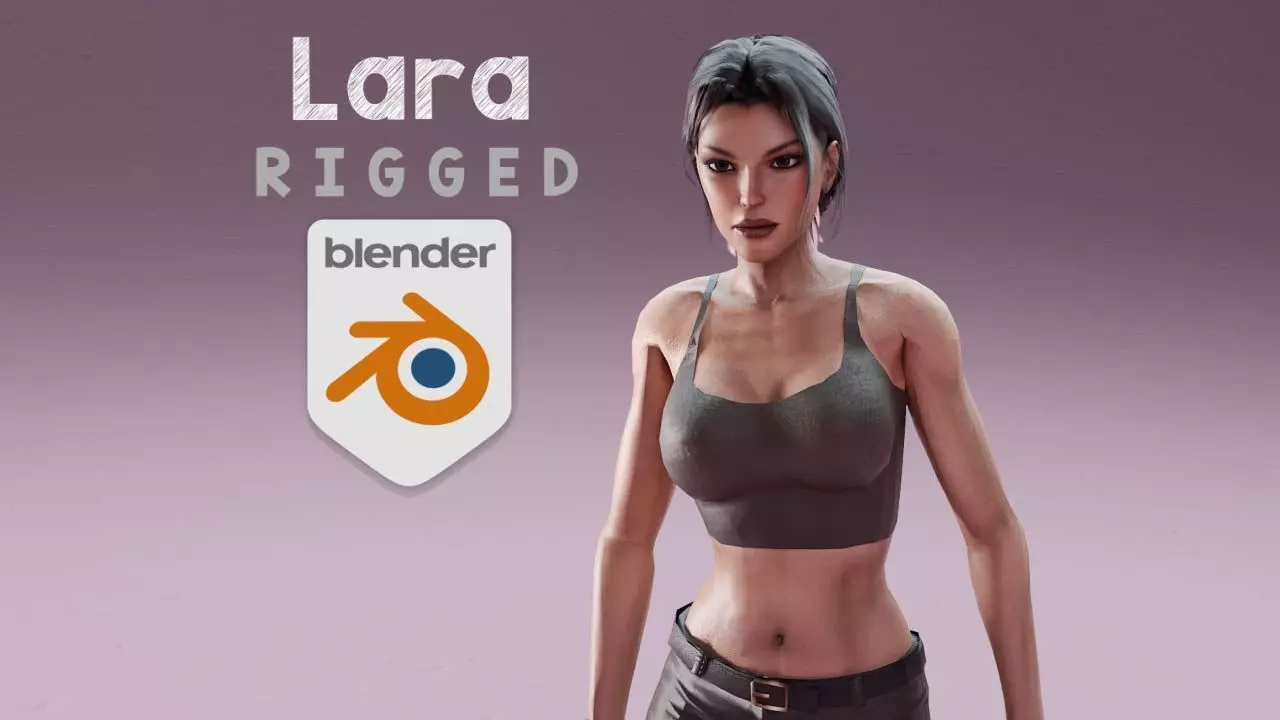 Classic sexy Lara rigged 3D model_0