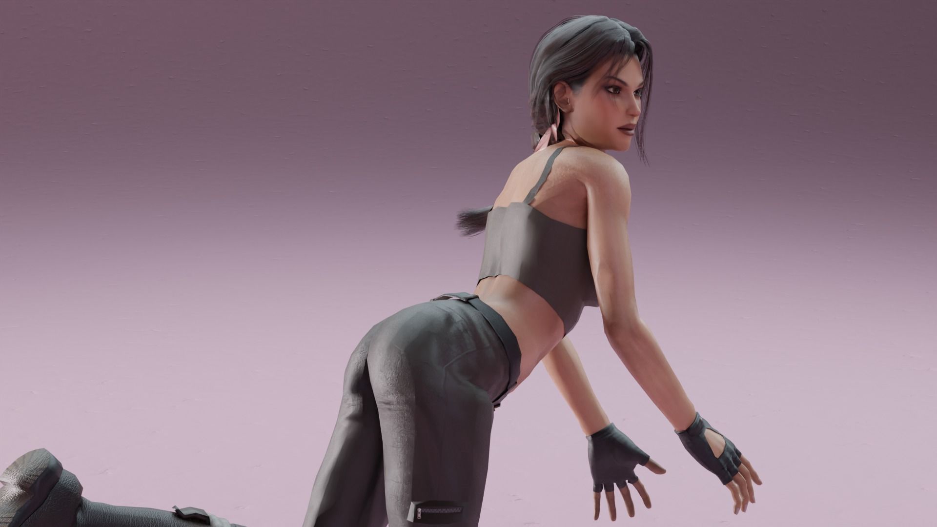 Classic sexy Lara rigged 3D model_4