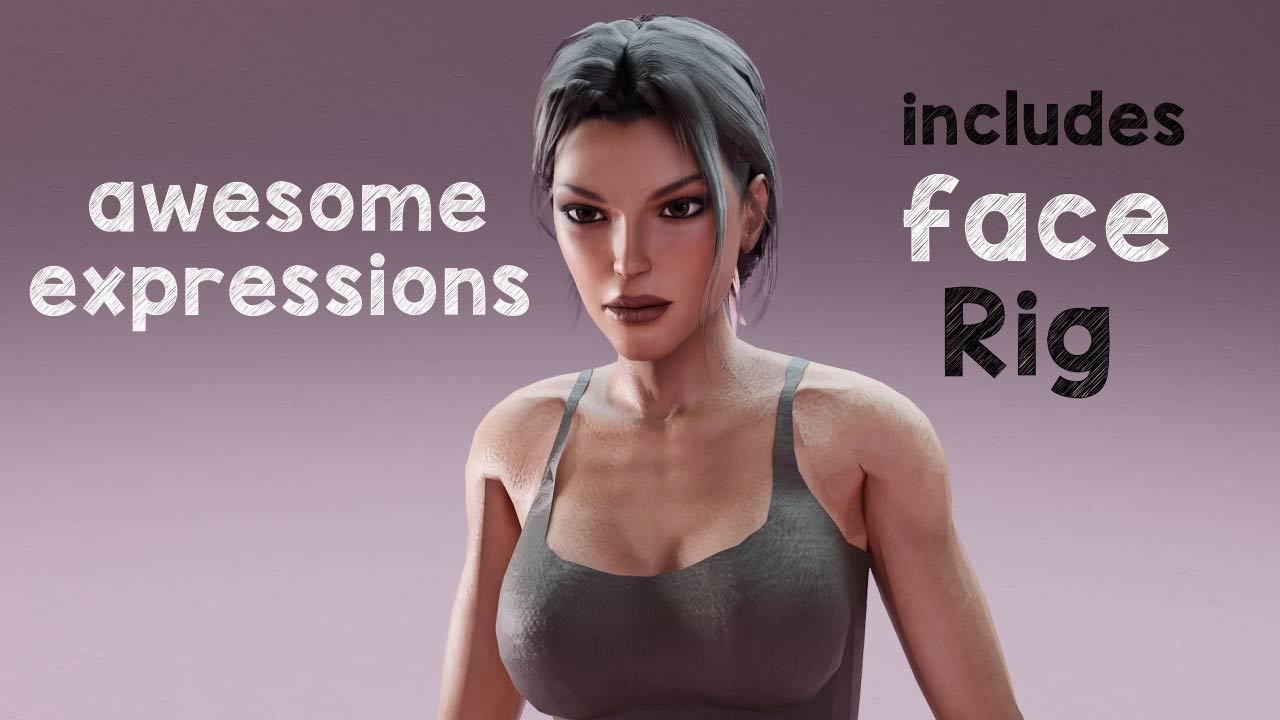 Classic sexy Lara rigged 3D model_6