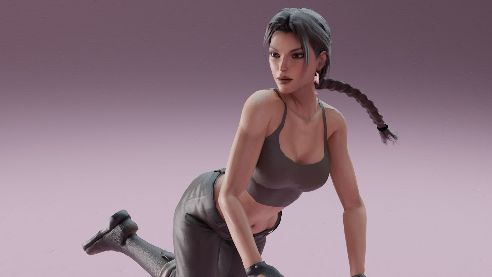 Classic sexy Lara rigged 3D model_3