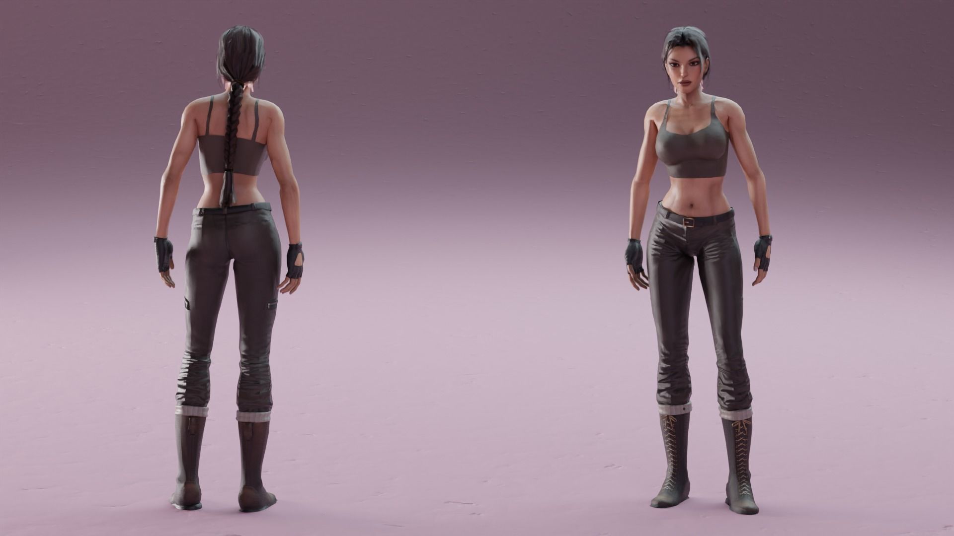 Classic sexy Lara rigged 3D model_7