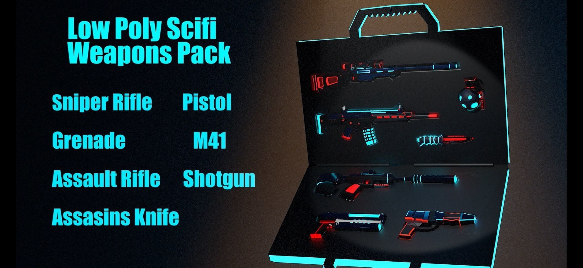 Low Poly Stylized Scifi Weapon Pack Low-poly 3D model_5