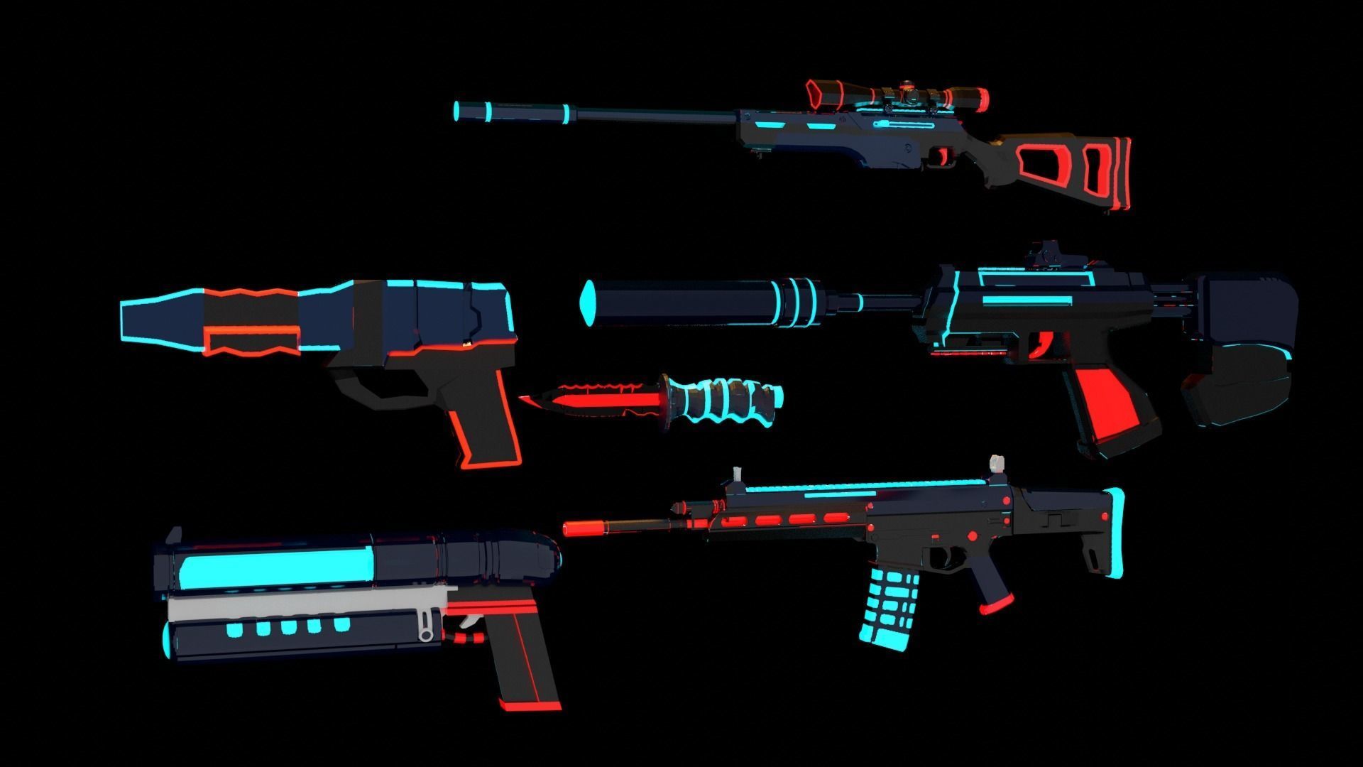 Low Poly Stylized Scifi Weapon Pack Low-poly 3D model_6