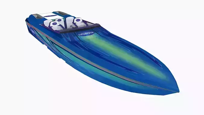 Cigarette 39ft Top Gun Unlimited speedboat Low-poly 3D model