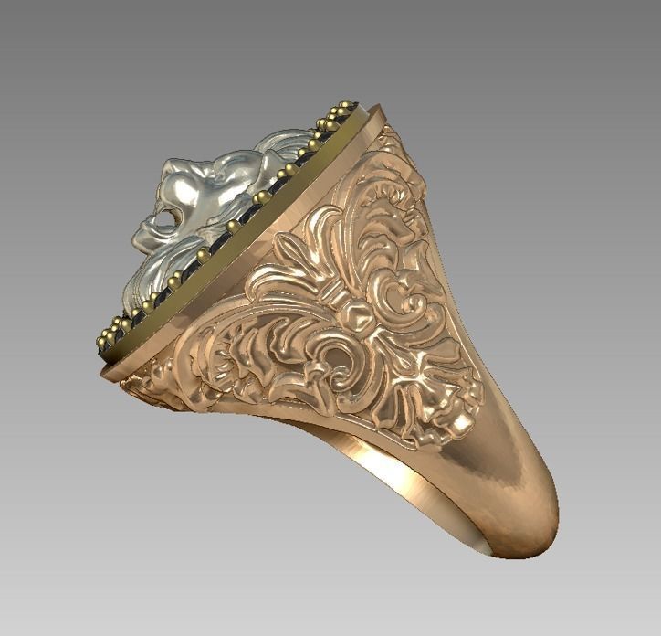 Lion ring jewelry 3D print model_2