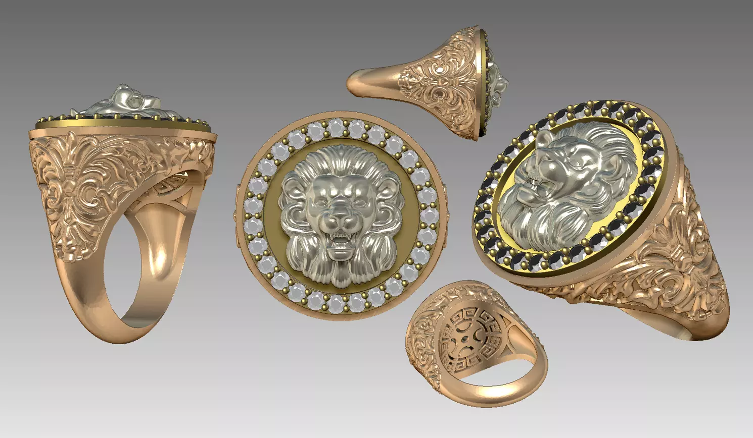 Lion ring jewelry 3D print model_0