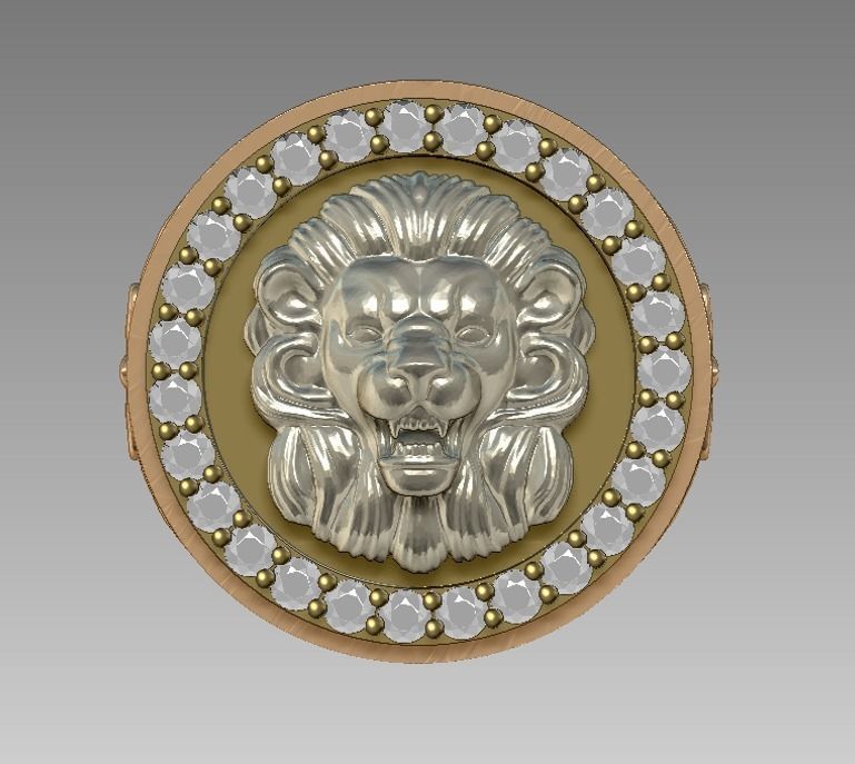 Lion ring jewelry 3D print model_4