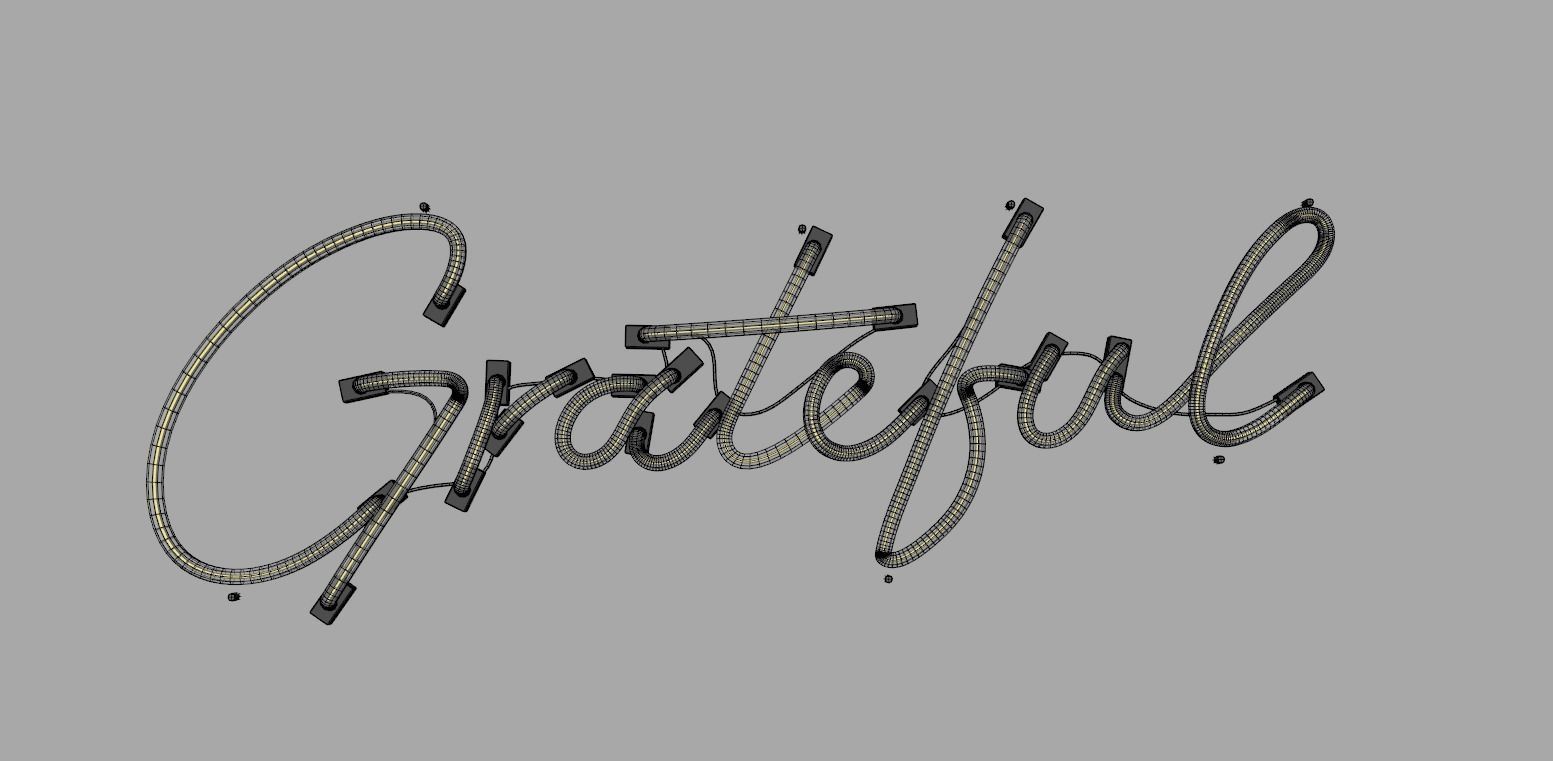 Grateful - Neon Sign 3D model_7