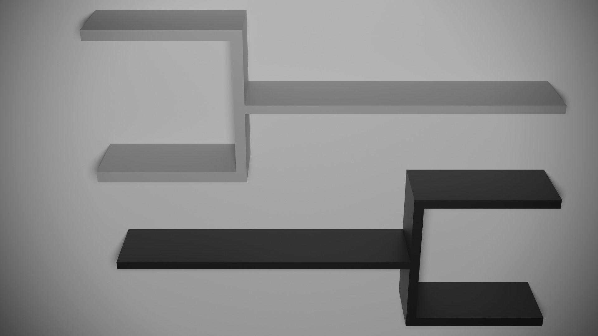 Modern shelfs set Low-poly 3D model_3