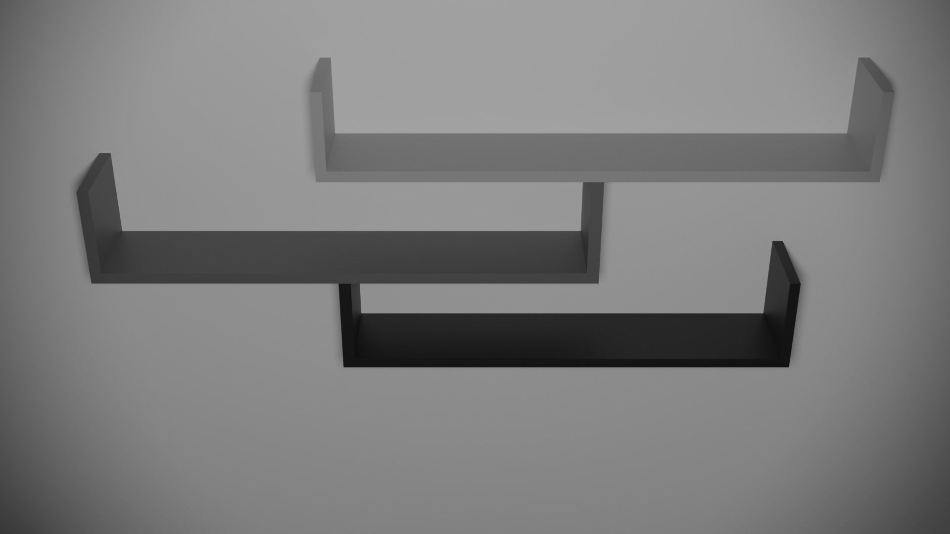 Modern shelfs set Low-poly 3D model_9