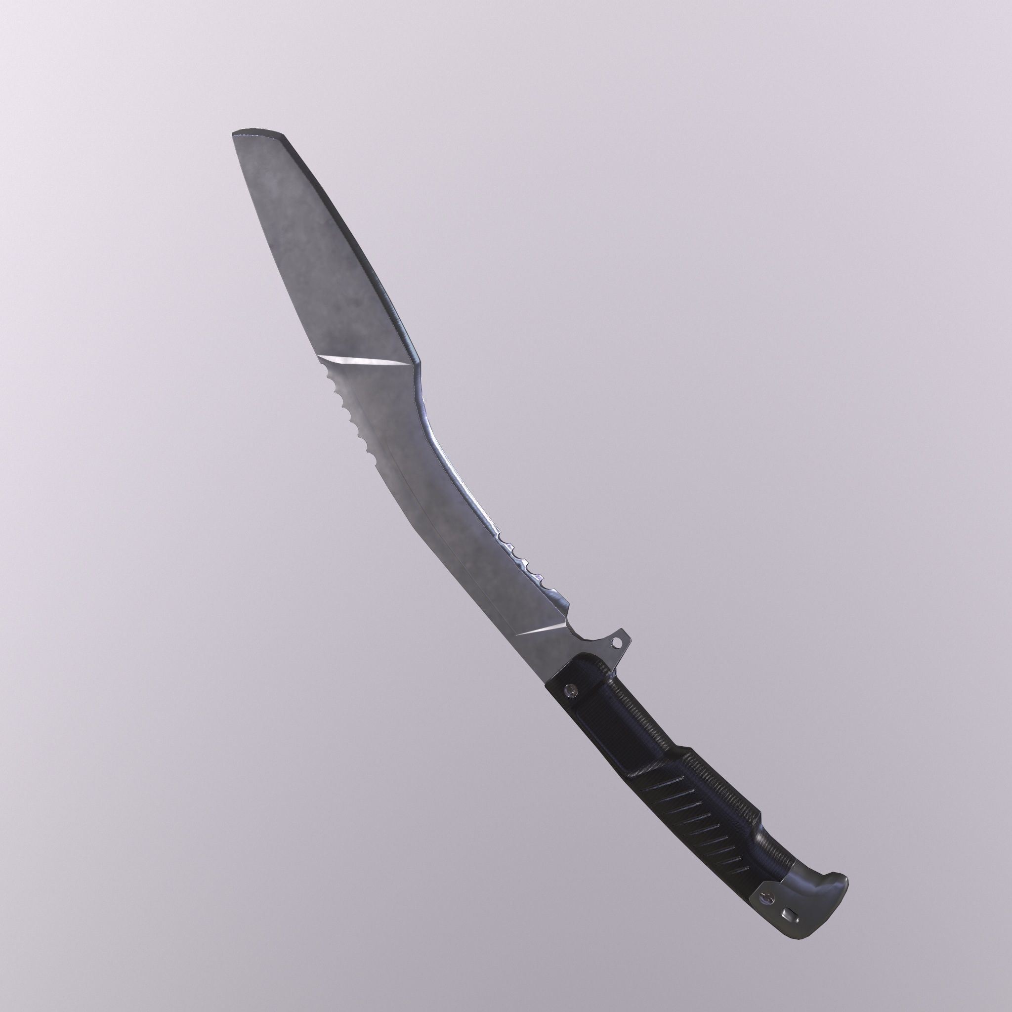 Kukri knife Low-poly 3D model_1