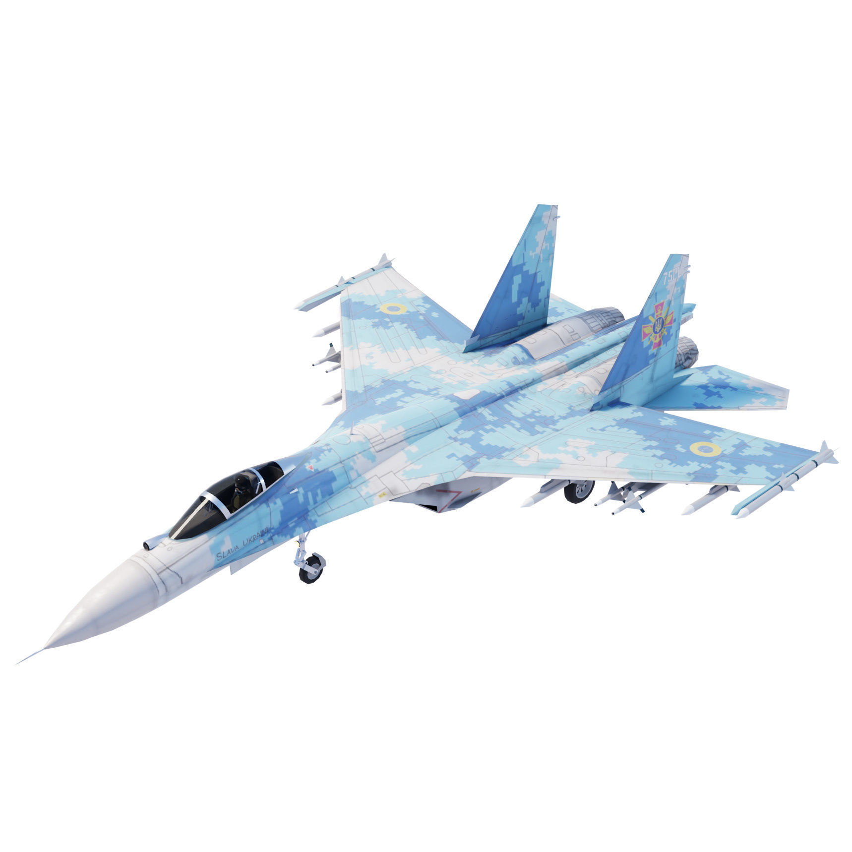 Sukhoi SU-27 Flanker Low-poly 3D model_25