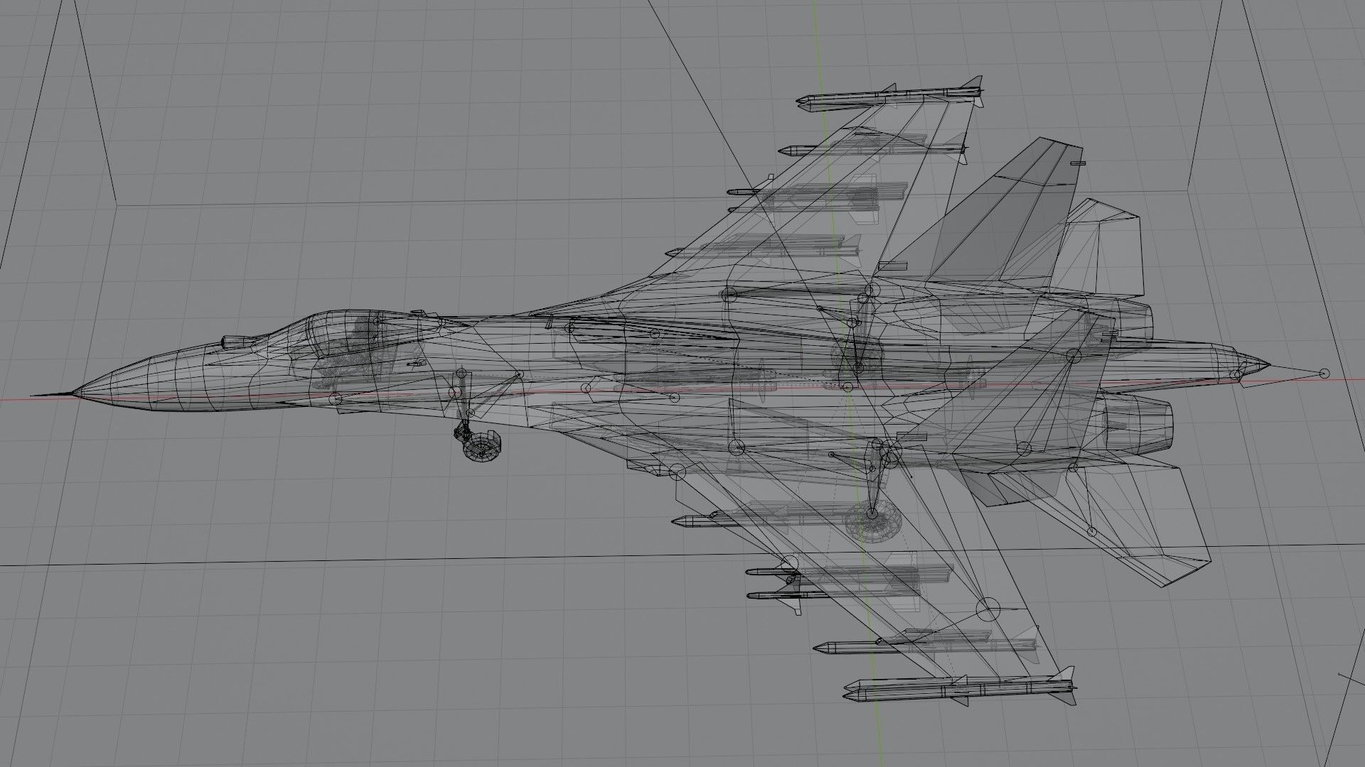 Sukhoi SU-27 Flanker Low-poly 3D model_3