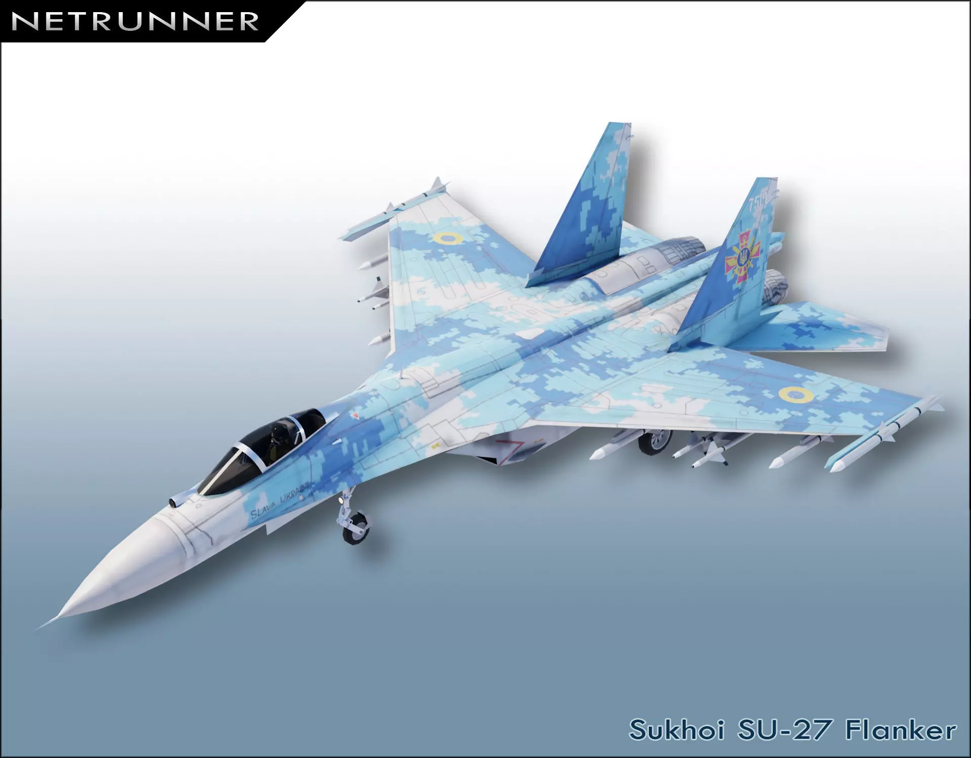 Sukhoi SU-27 Flanker Low-poly 3D model_0