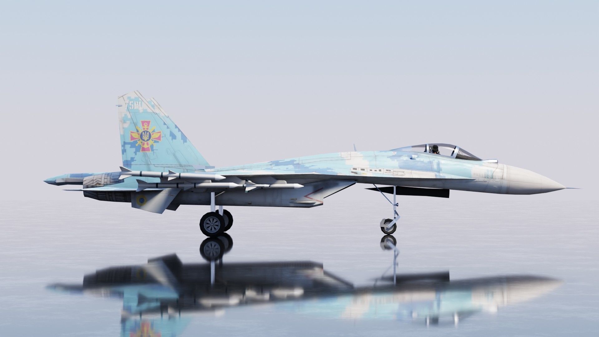 Sukhoi SU-27 Flanker Low-poly 3D model_7