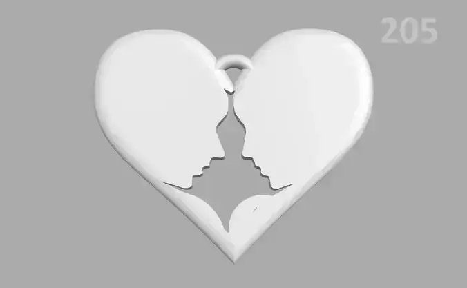 205P-LOVE heart with two faces in it