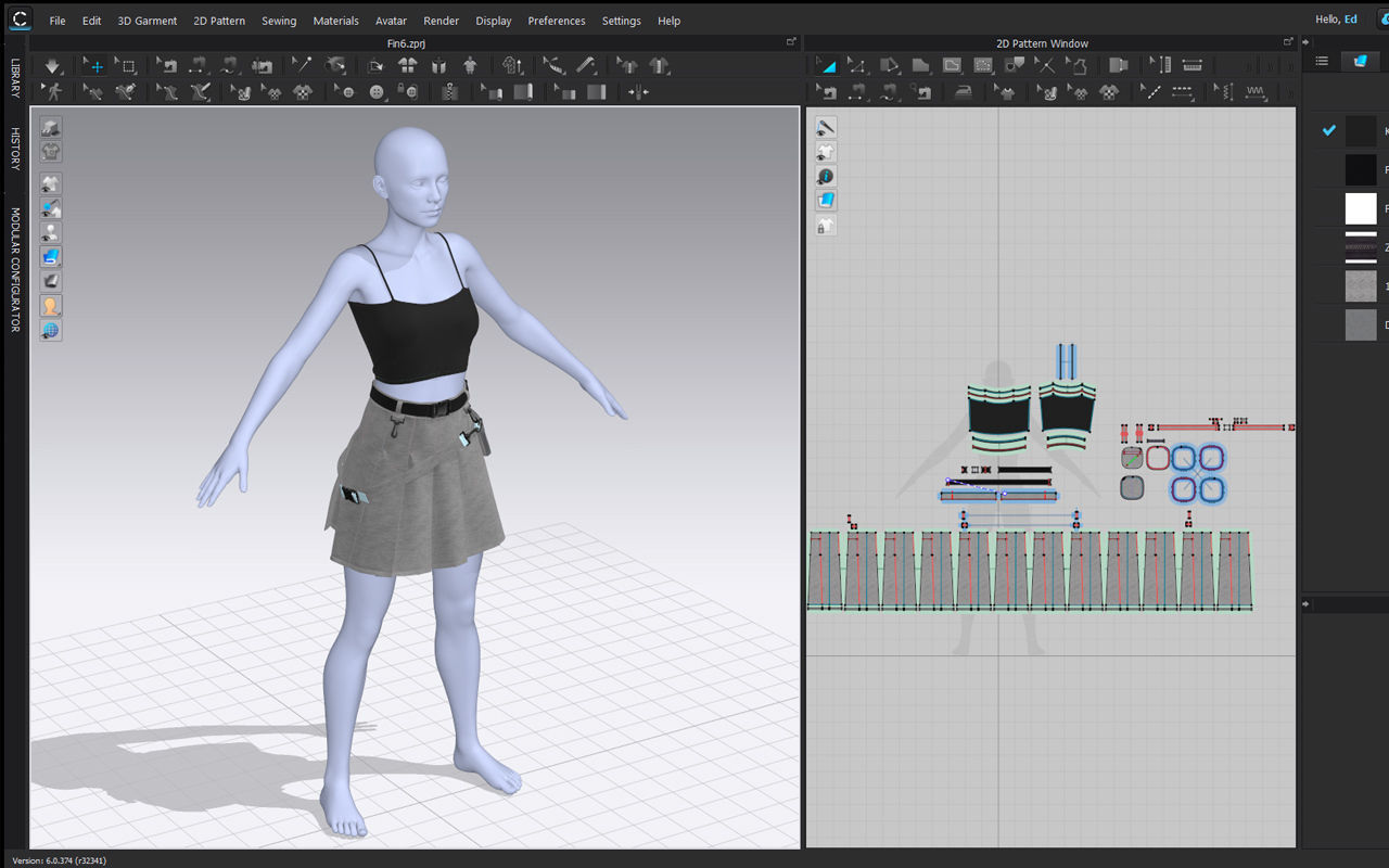 Female Outfit Skirt Waist bag 3D model_7