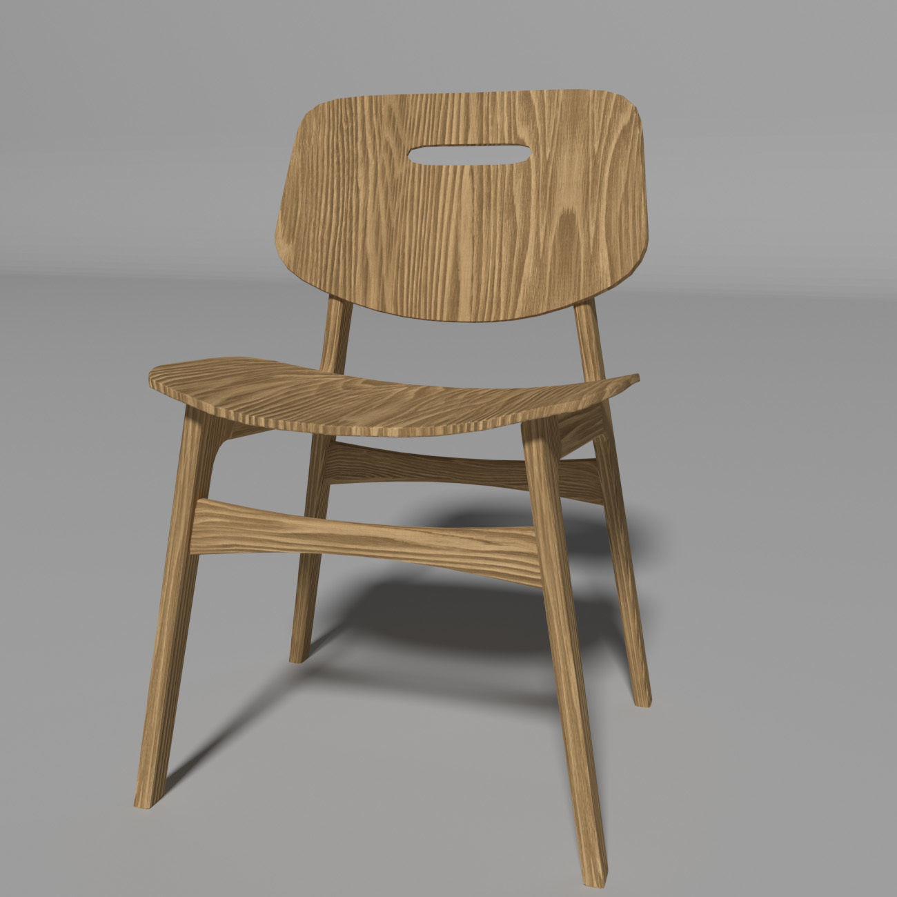 Chair wooden 3D model_2