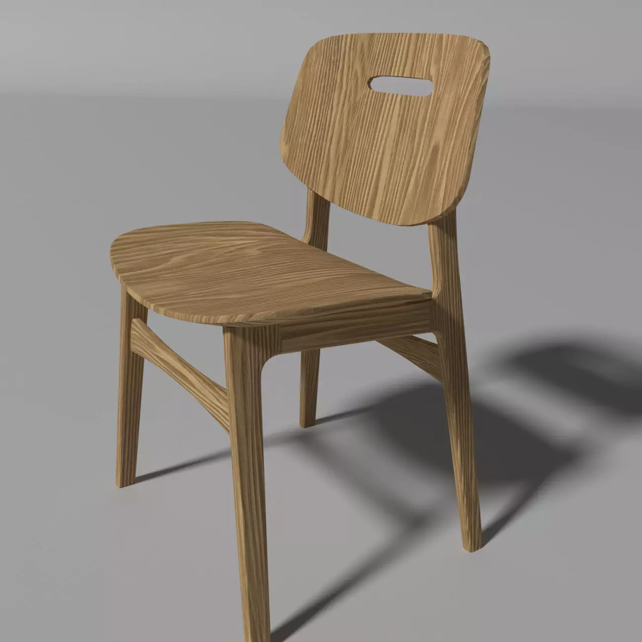 Chair wooden 3D model_0