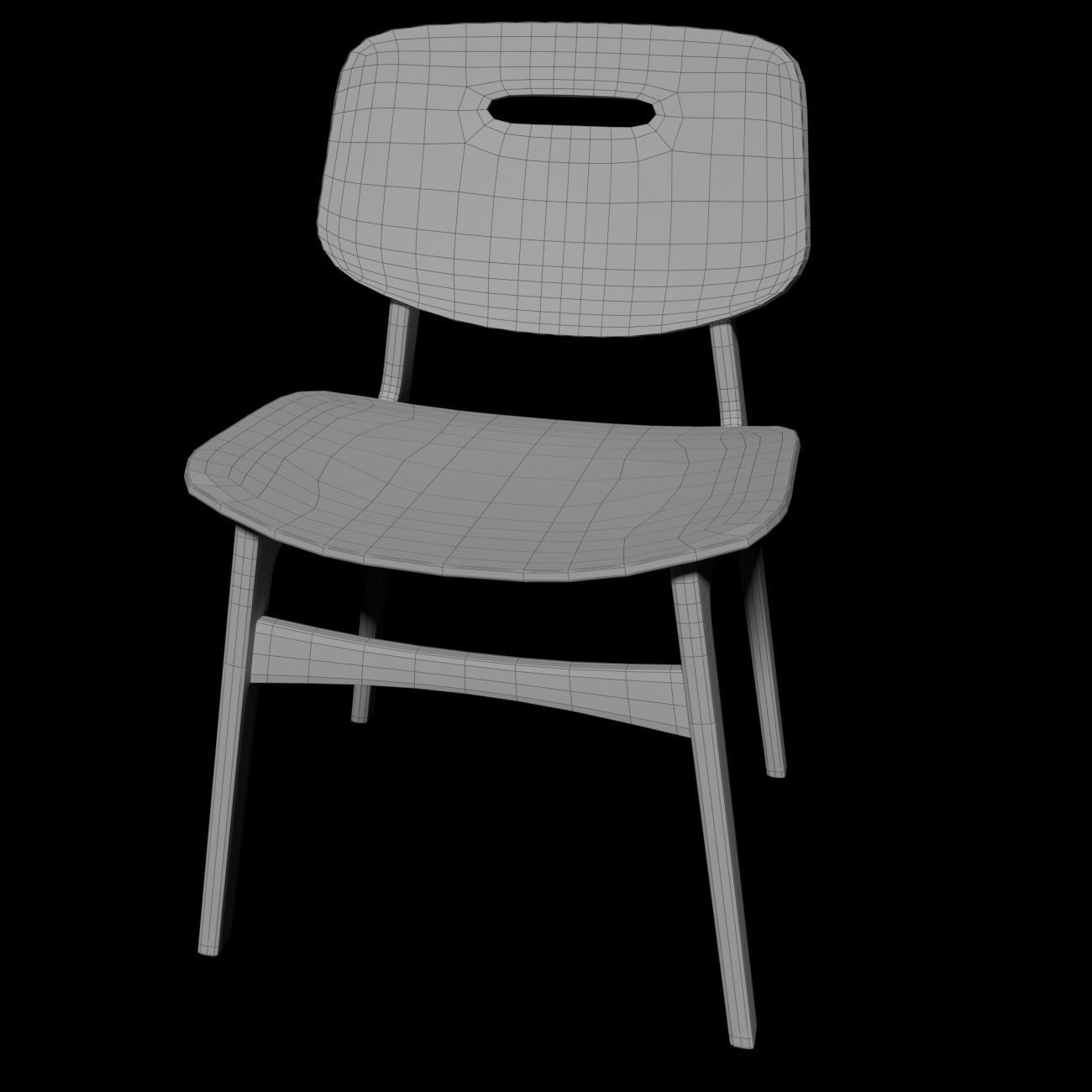 Chair wooden 3D model_4
