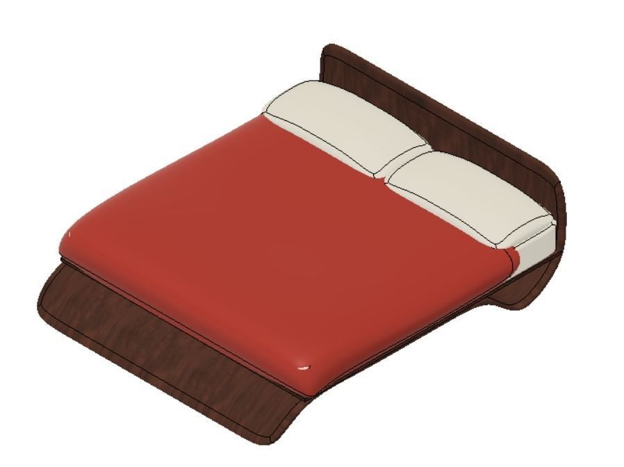 Wave double bed 3D print model_8