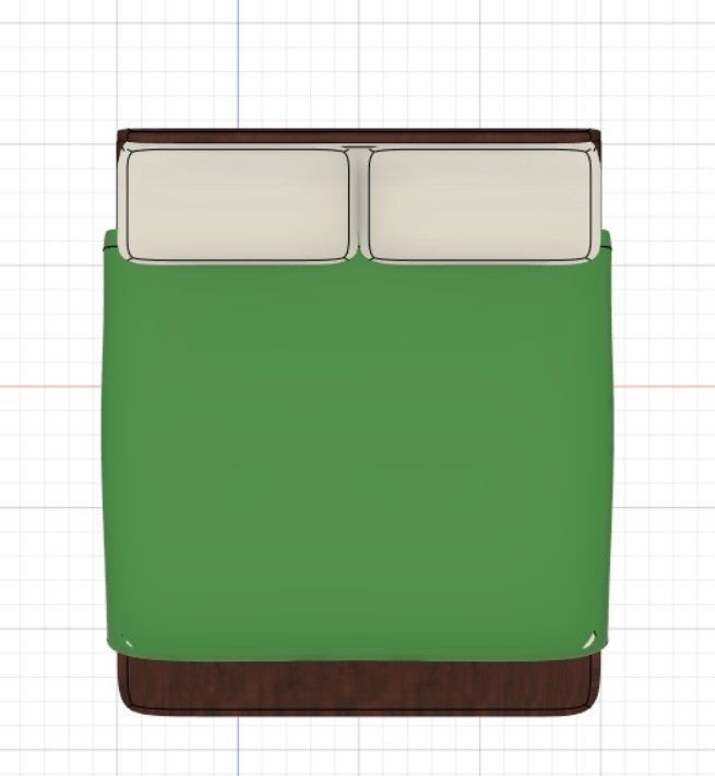 Wave double bed 3D print model_1