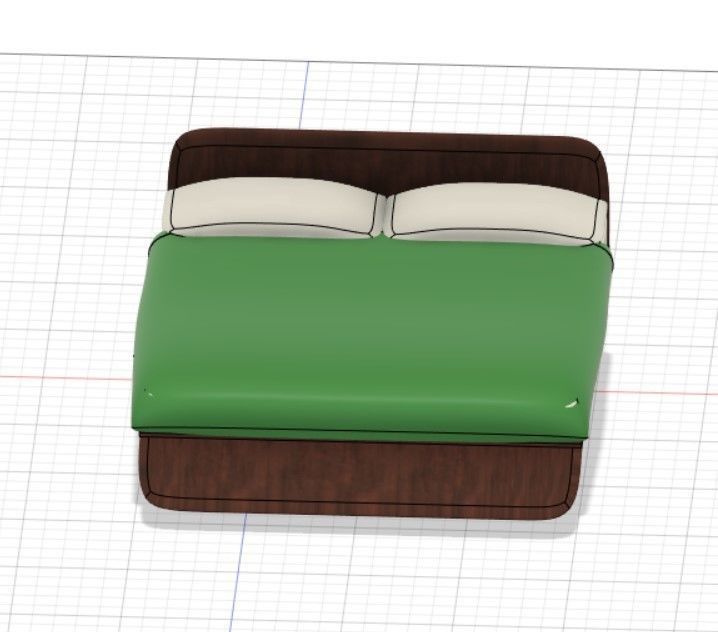 Wave double bed 3D print model_2