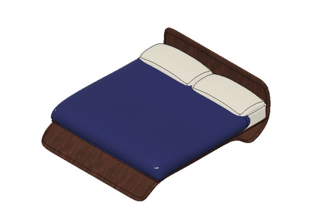Wave double bed 3D print model_7