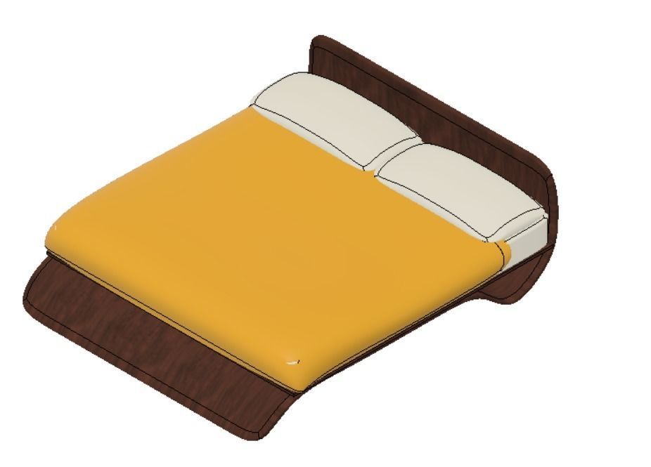 Wave double bed 3D print model_9