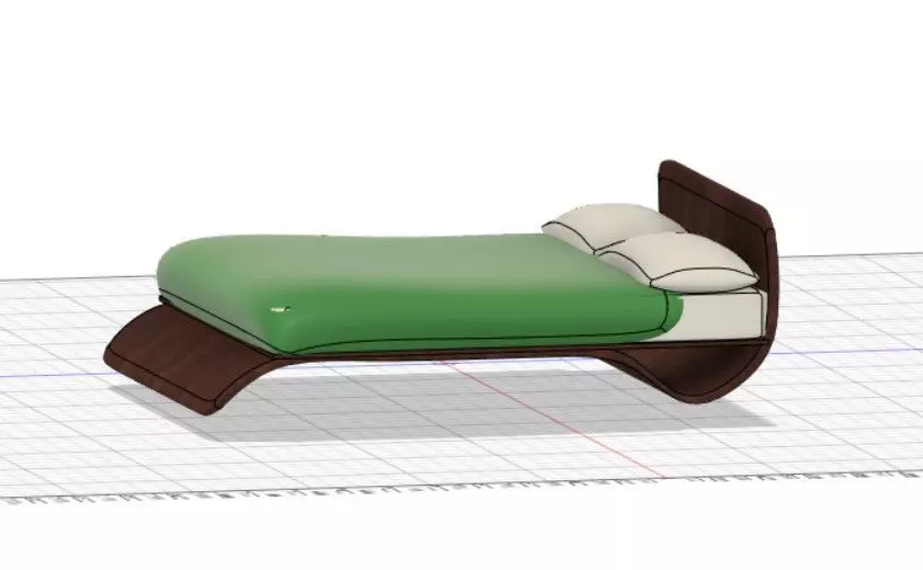 Wave double bed 3D print model_0