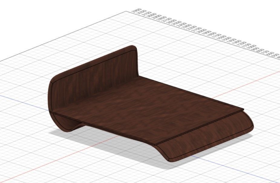 Wave double bed 3D print model_5