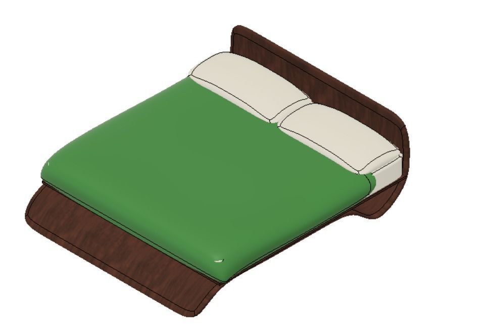 Wave double bed 3D print model_10