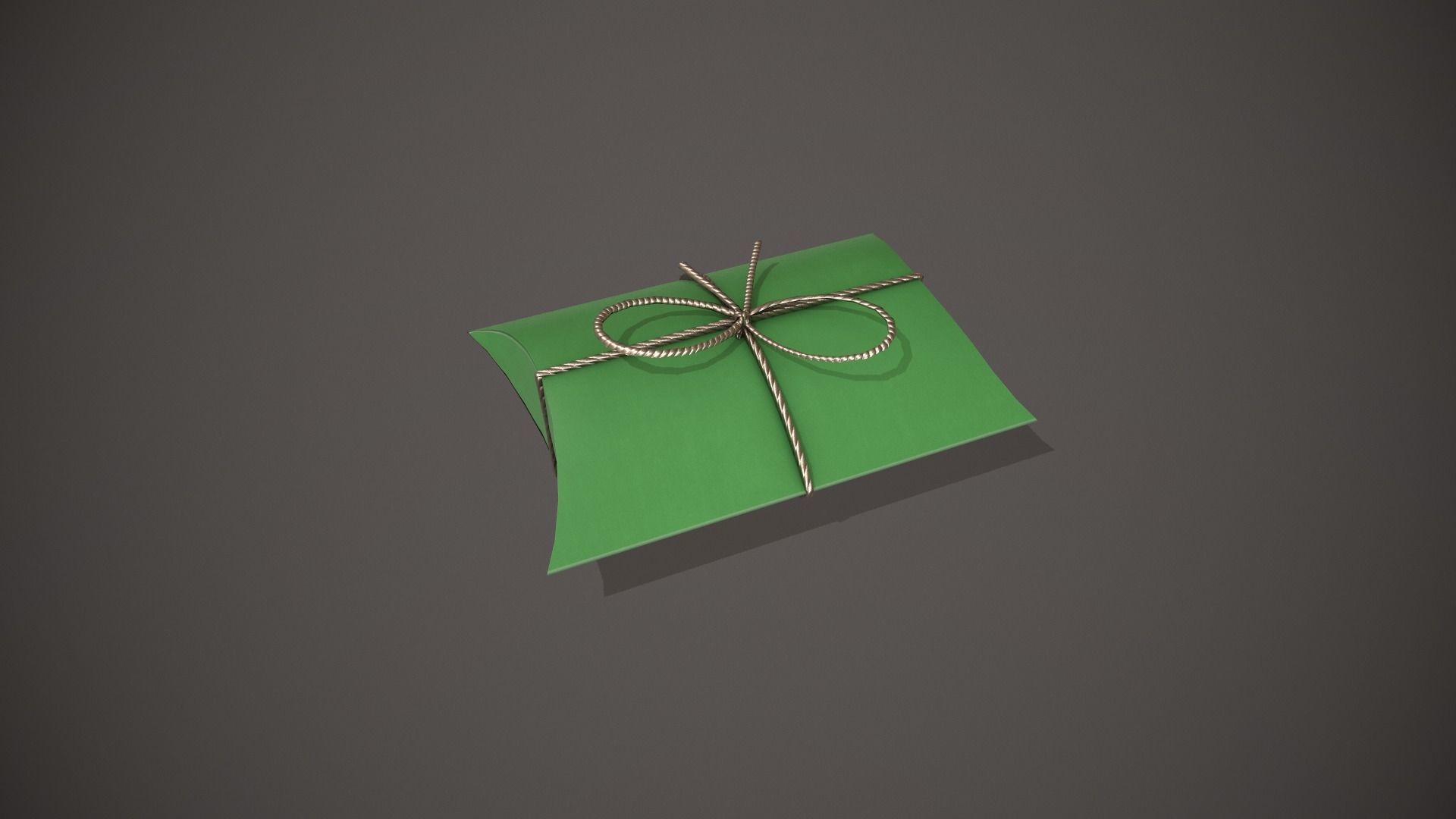 Green and Silver Pillow Gift Box Low-poly 3D model_7