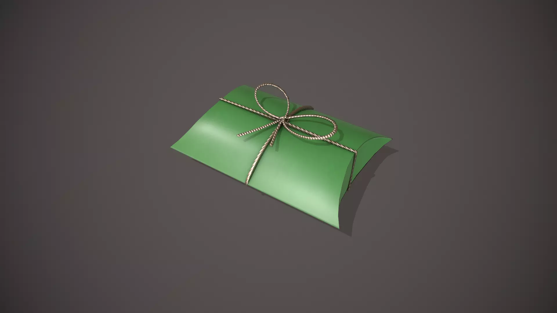 Green and Silver Pillow Gift Box Low-poly 3D model_0
