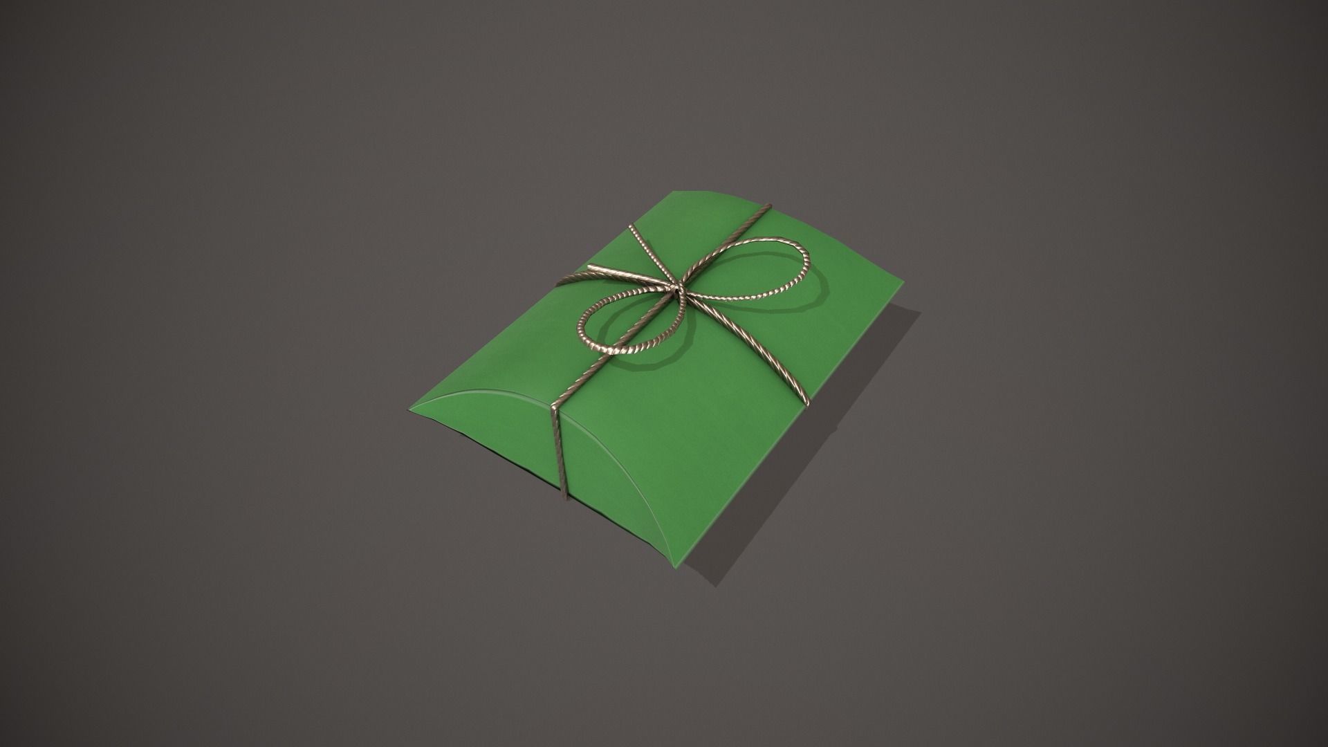 Green and Silver Pillow Gift Box Low-poly 3D model_8