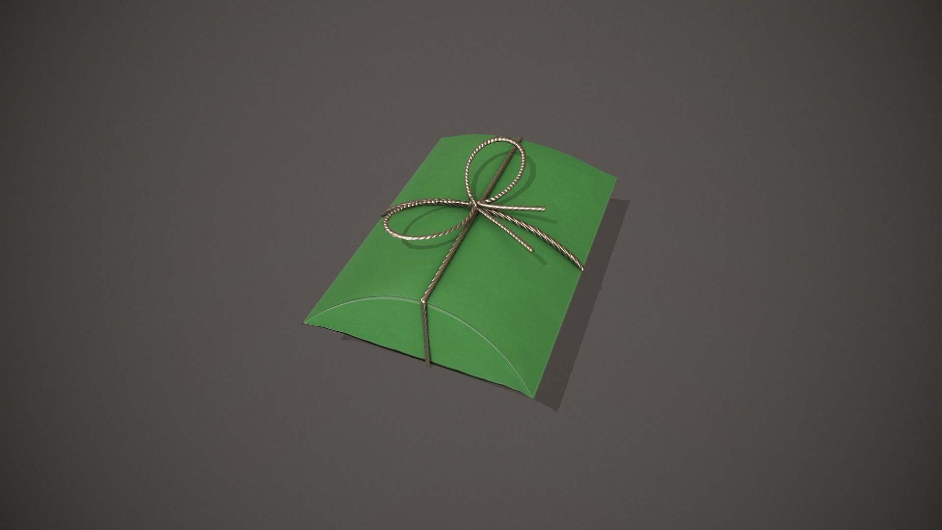 Green and Silver Pillow Gift Box Low-poly 3D model_3