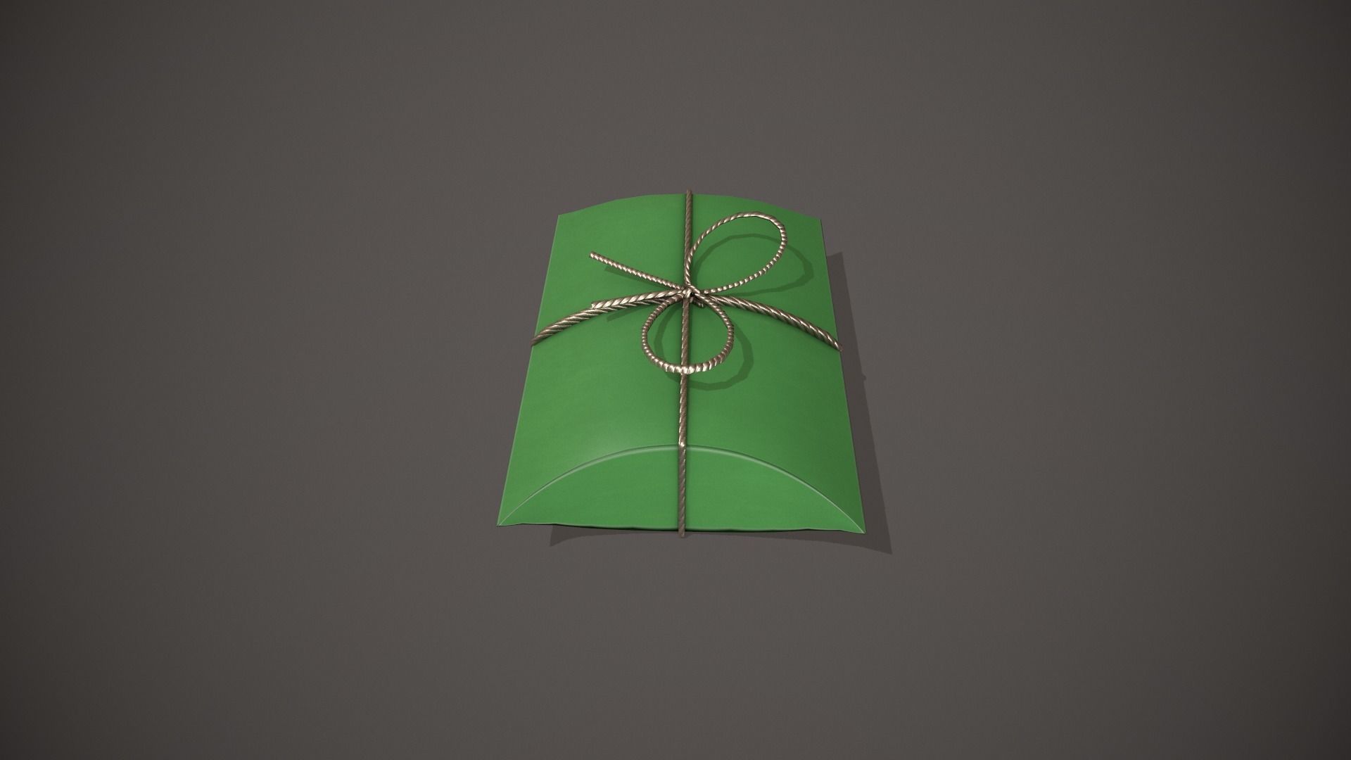 Green and Silver Pillow Gift Box Low-poly 3D model_9