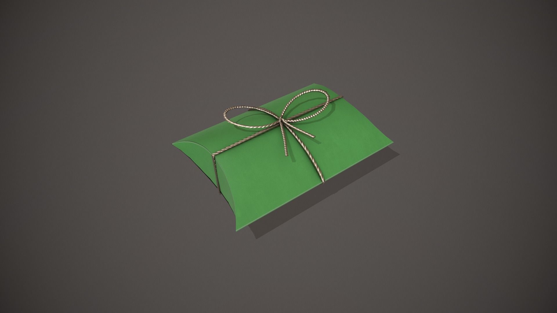 Green and Silver Pillow Gift Box Low-poly 3D model_2