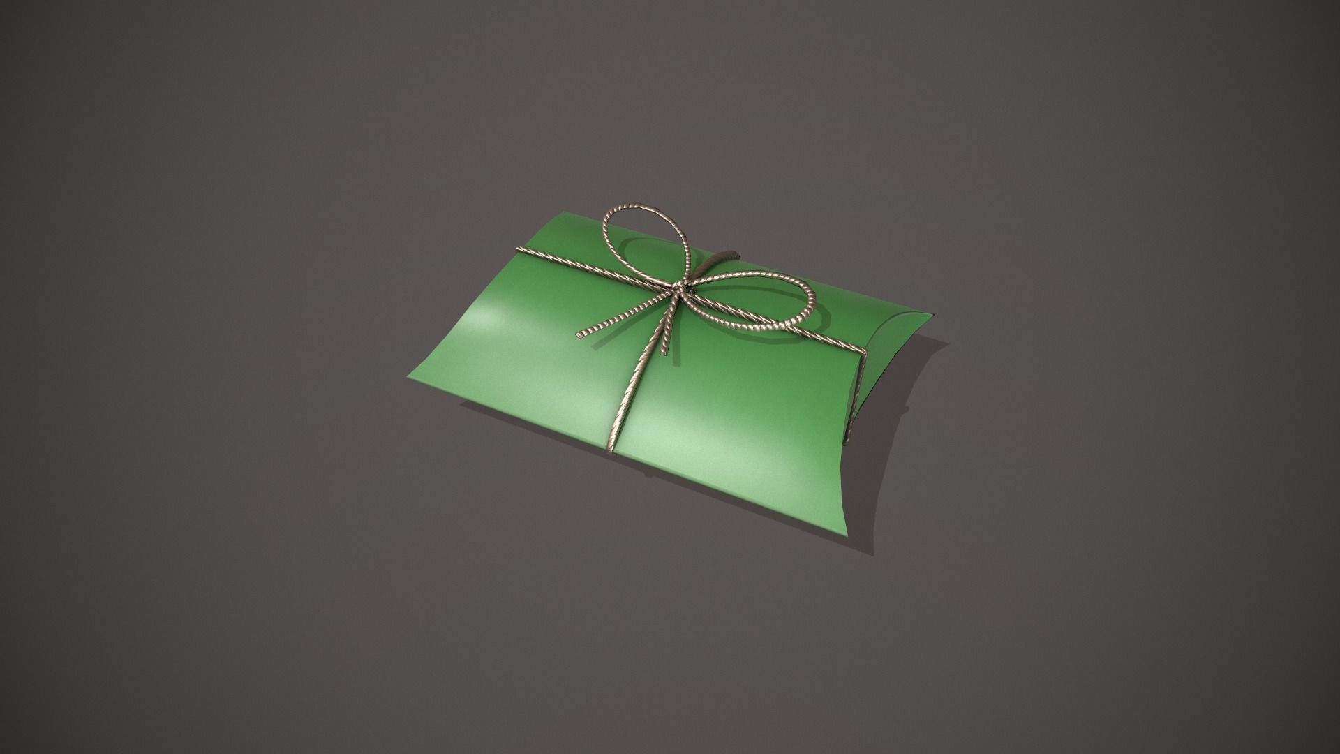 Green and Silver Pillow Gift Box Low-poly 3D model_11