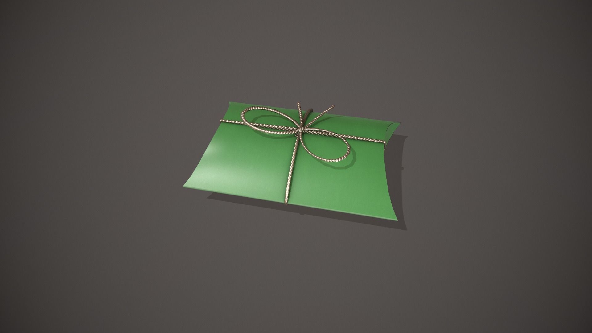 Green and Silver Pillow Gift Box Low-poly 3D model_6