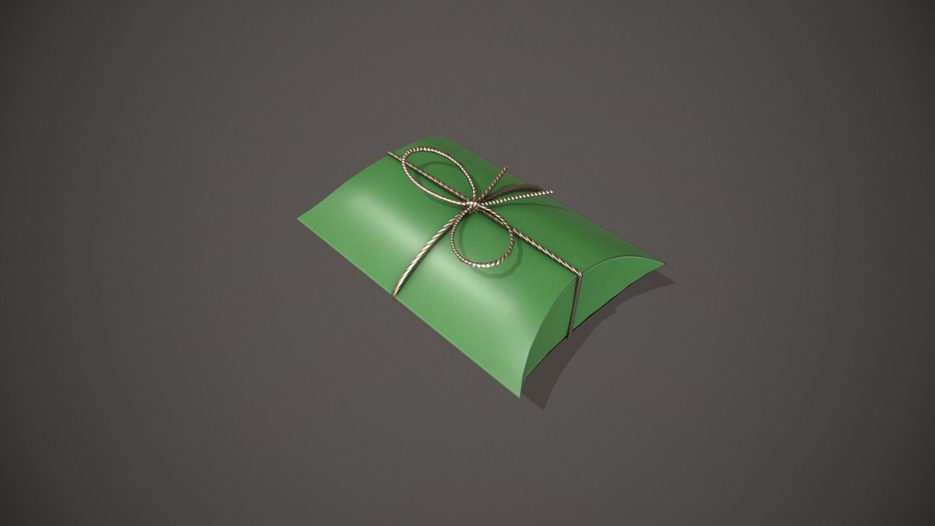 Green and Silver Pillow Gift Box Low-poly 3D model_5