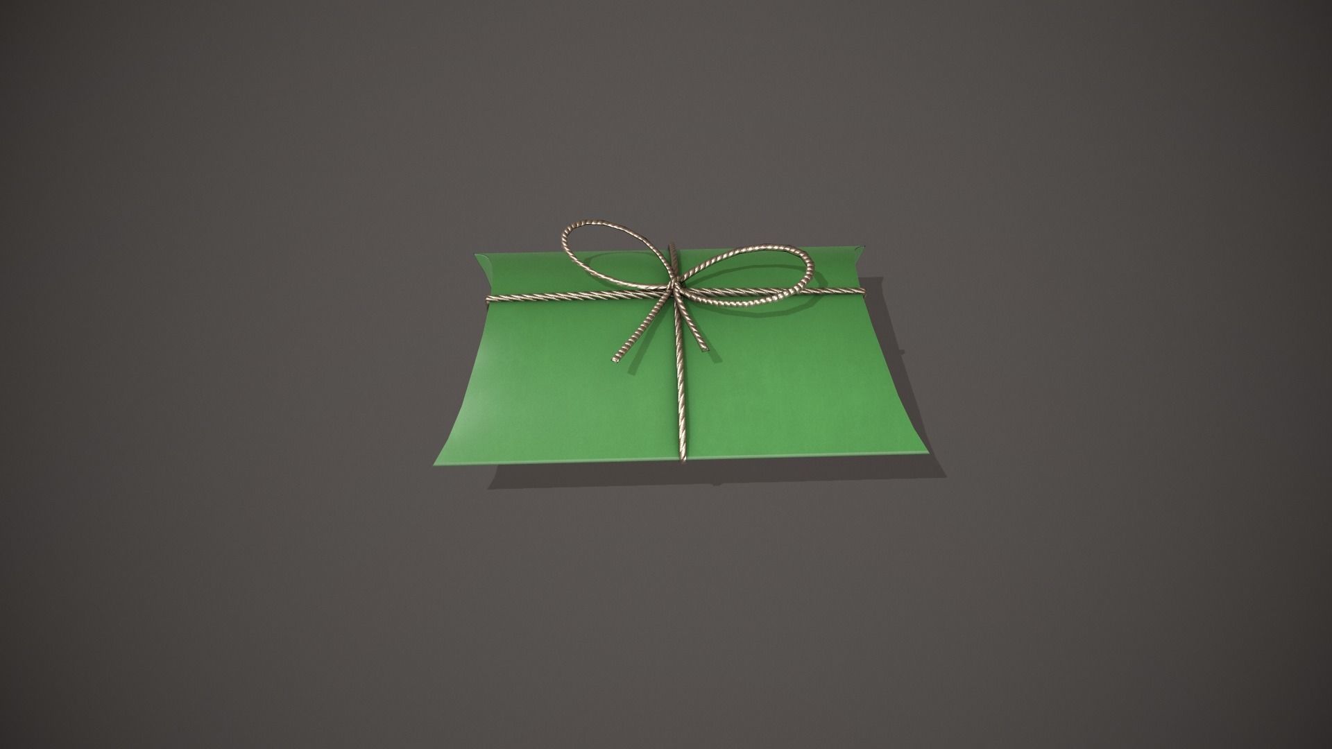 Green and Silver Pillow Gift Box Low-poly 3D model_1