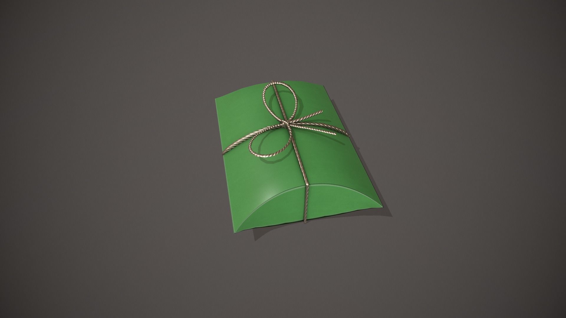 Green and Silver Pillow Gift Box Low-poly 3D model_4
